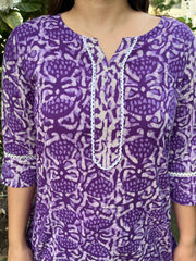 Purple Bagru Kurta - MYSANSKRITAM