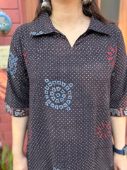 Midnight Mehfil Booti Top close up by Sanskritam