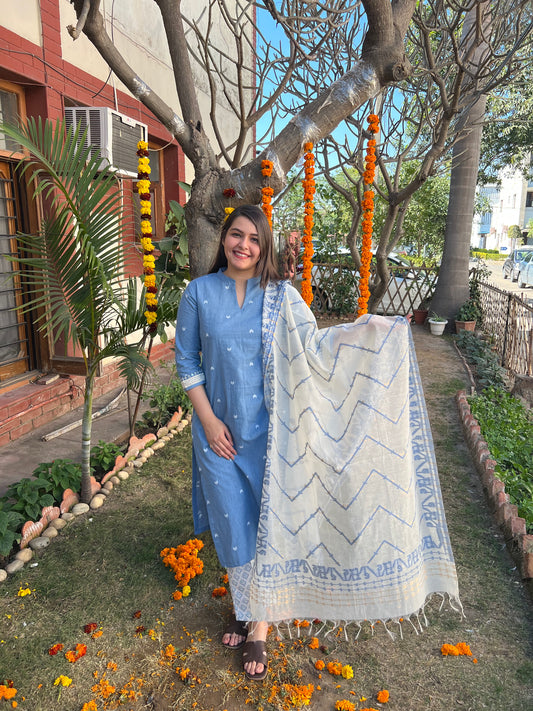Pastel blue south cotton kurta only