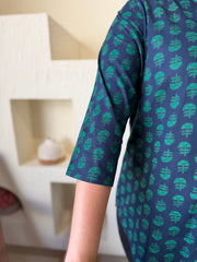 Indigo Green Buta Shirt sleeve by MySanskritam