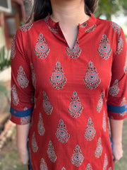 Maroon Sanganeri print coord set