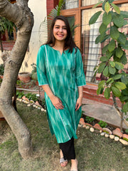 Sea green ikkat Kali kurta