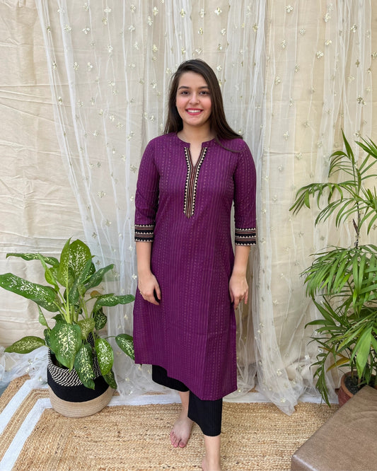 Purple Basic Ban neck kurta