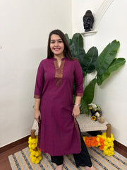 Onion pink Narayanpeth border kurti