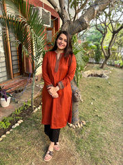 Rust Solid Woollen kurta