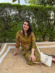 Lime green yoke kurta