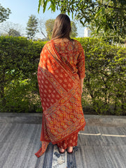 Rust Floral Full Suit Set by Sanskritam