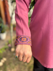 Pink solid woollen short kurti