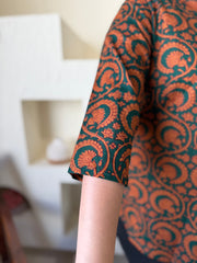 Mehendi Kalamkari Shirt sleeve detail by Sanskritam