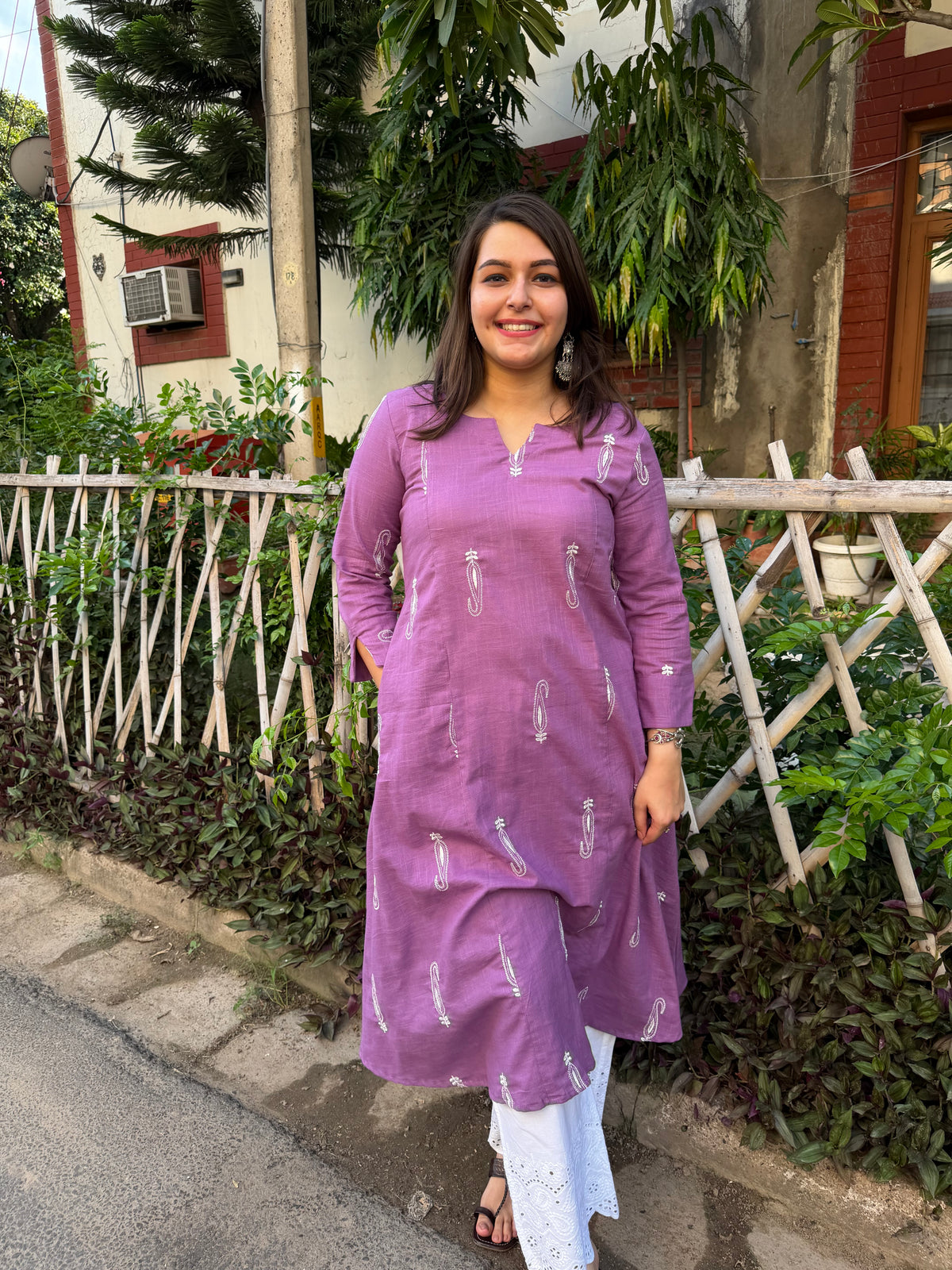 Lavender big ambi aline kurta