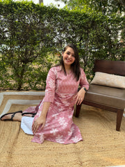 Baby pink floral yoke kurta