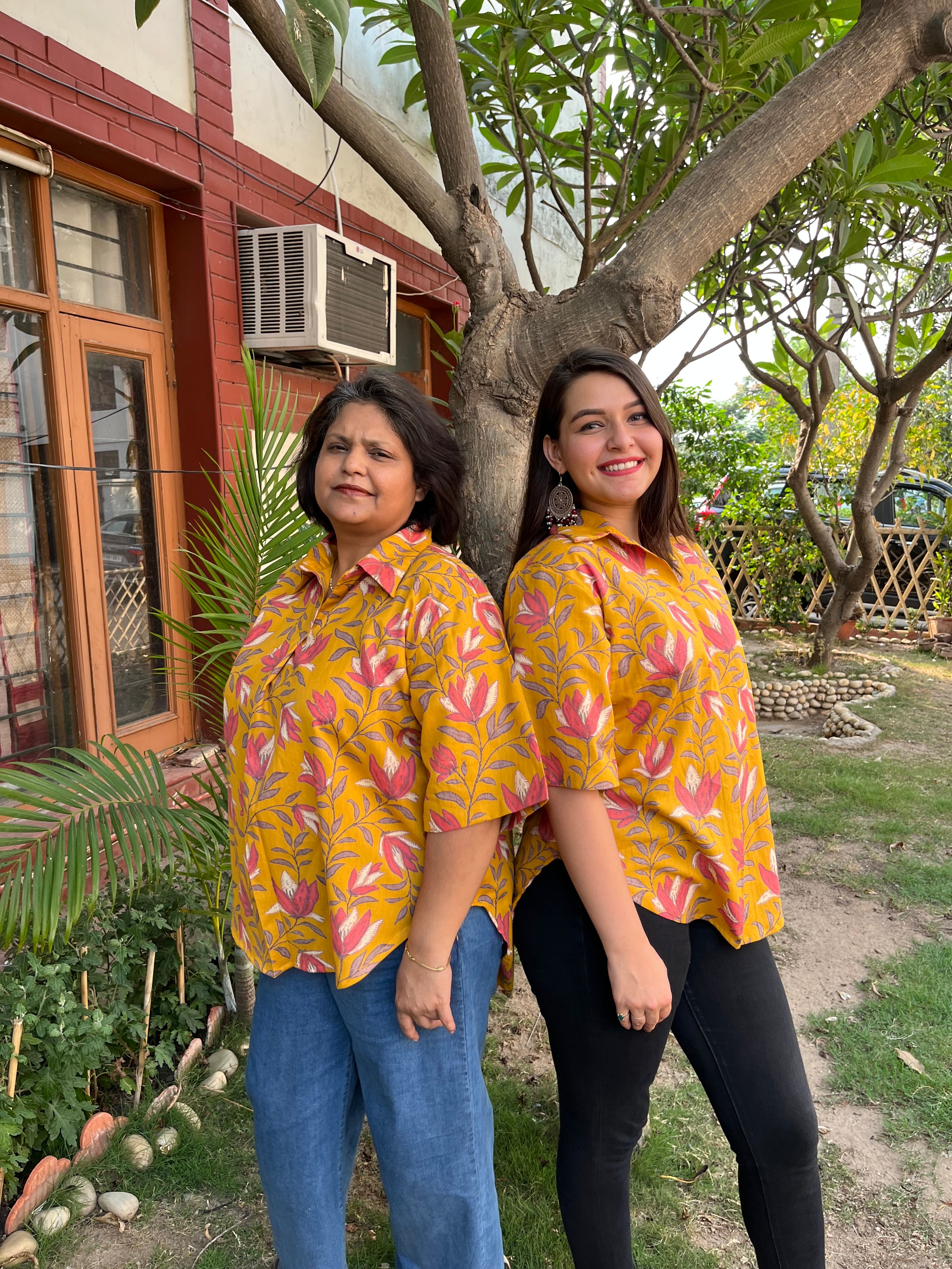 Mustard Floral Top - MYSANSKRITAM