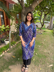 Royal blue ikkat kurta