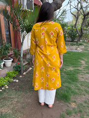 Mustard Ikkat print co-ord set
