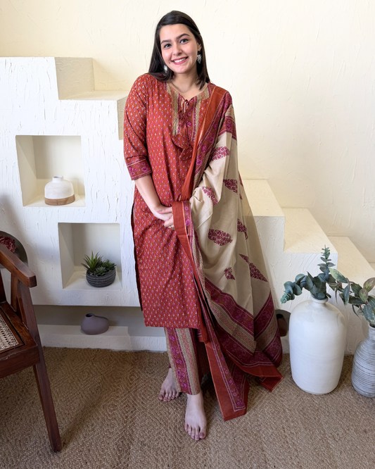 Rust choti buti full suit set