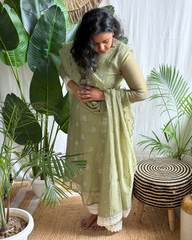 Pastel Green Buti Mulmul Chanderi Kurta Dupatta Set