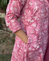 Pink sanganeri Aline full suit set