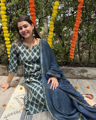 Morpankhi leaf Chanderi full suit set