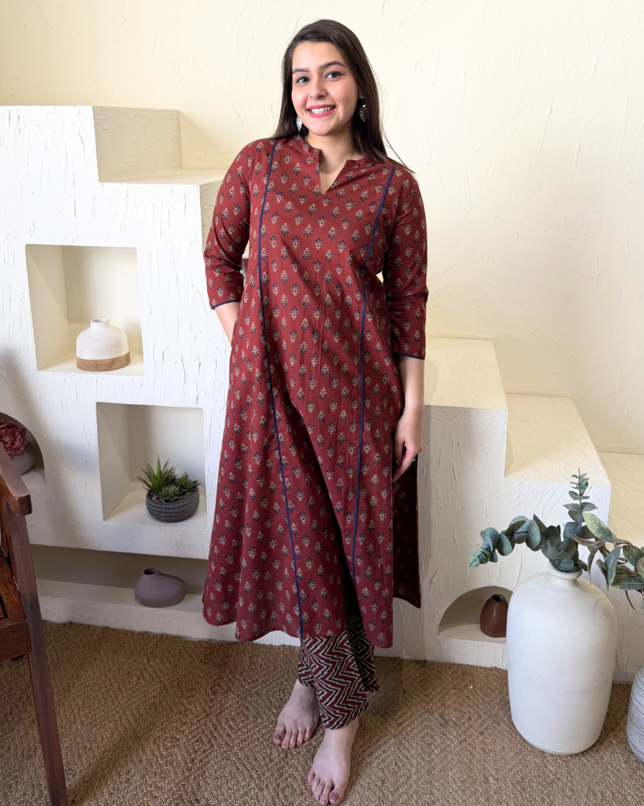 Maroon buti coord set