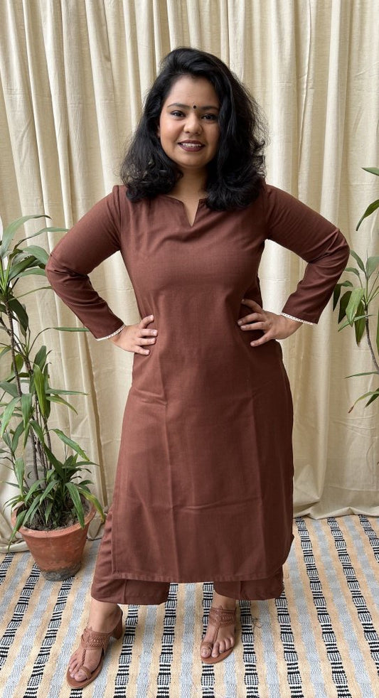 Light brown Woollen Kurta - MYSANSKRITAM