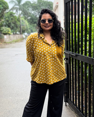 Mustard buti Sanganeri shirt