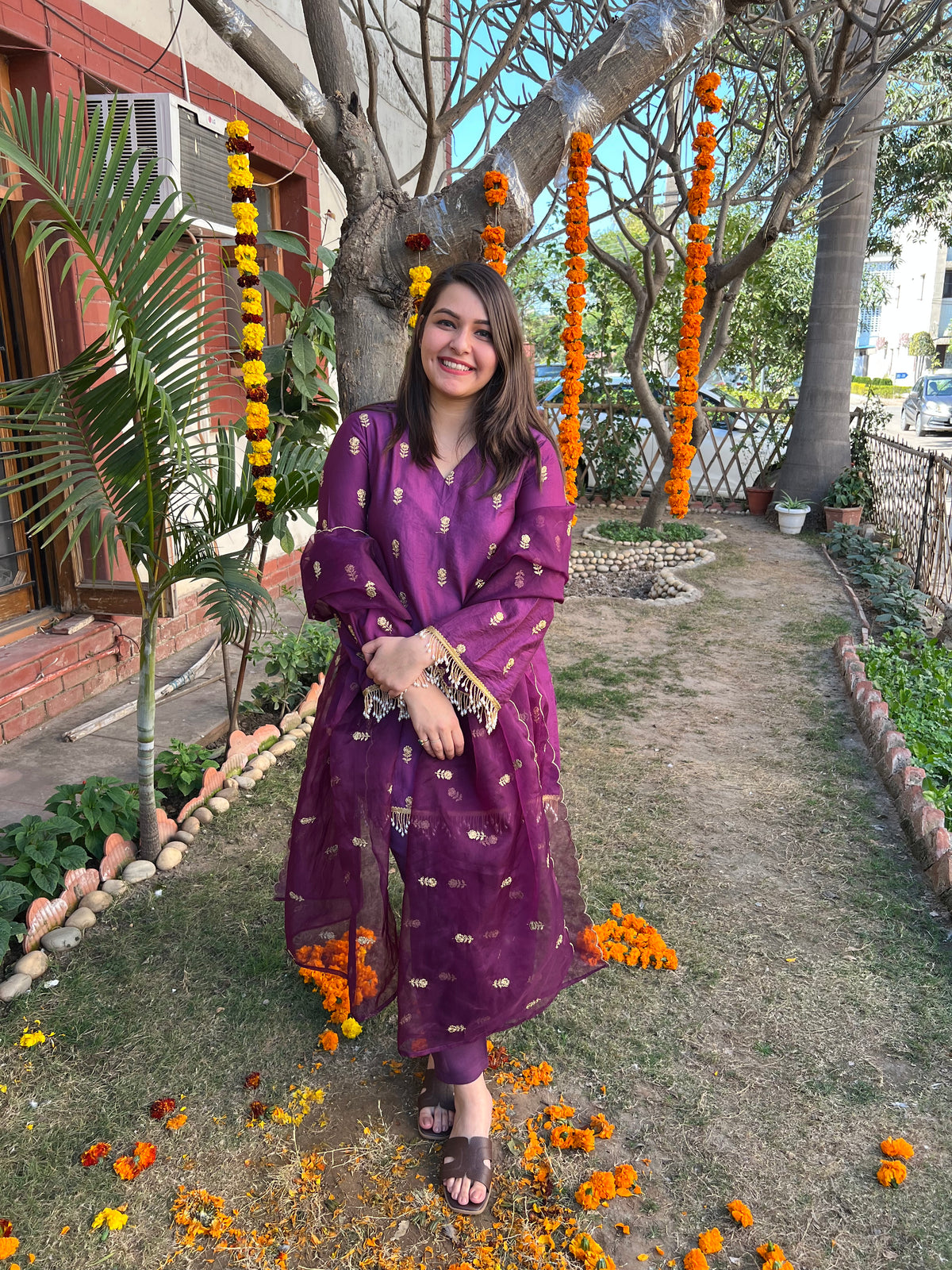 Purple embroidered Suit set