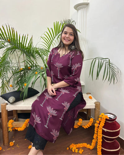 Premium Modal Wine Tree long kurta