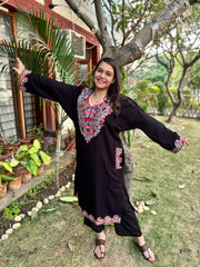 Black embroidered Phiran (Loose fitting)