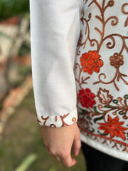 White Kanni embroidered short kurti