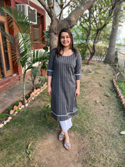 Grey lines basic officewear kurta