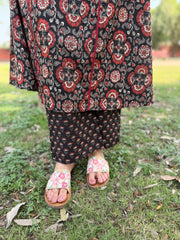 Black floral Collar coord set with pocket