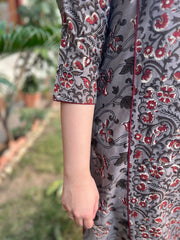 Brown floral kali kurta