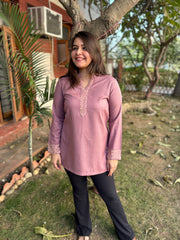 Onion pink Woollen short kurti