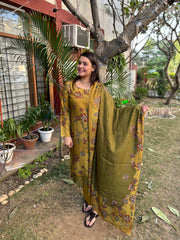 Lime Floral Spun suit set