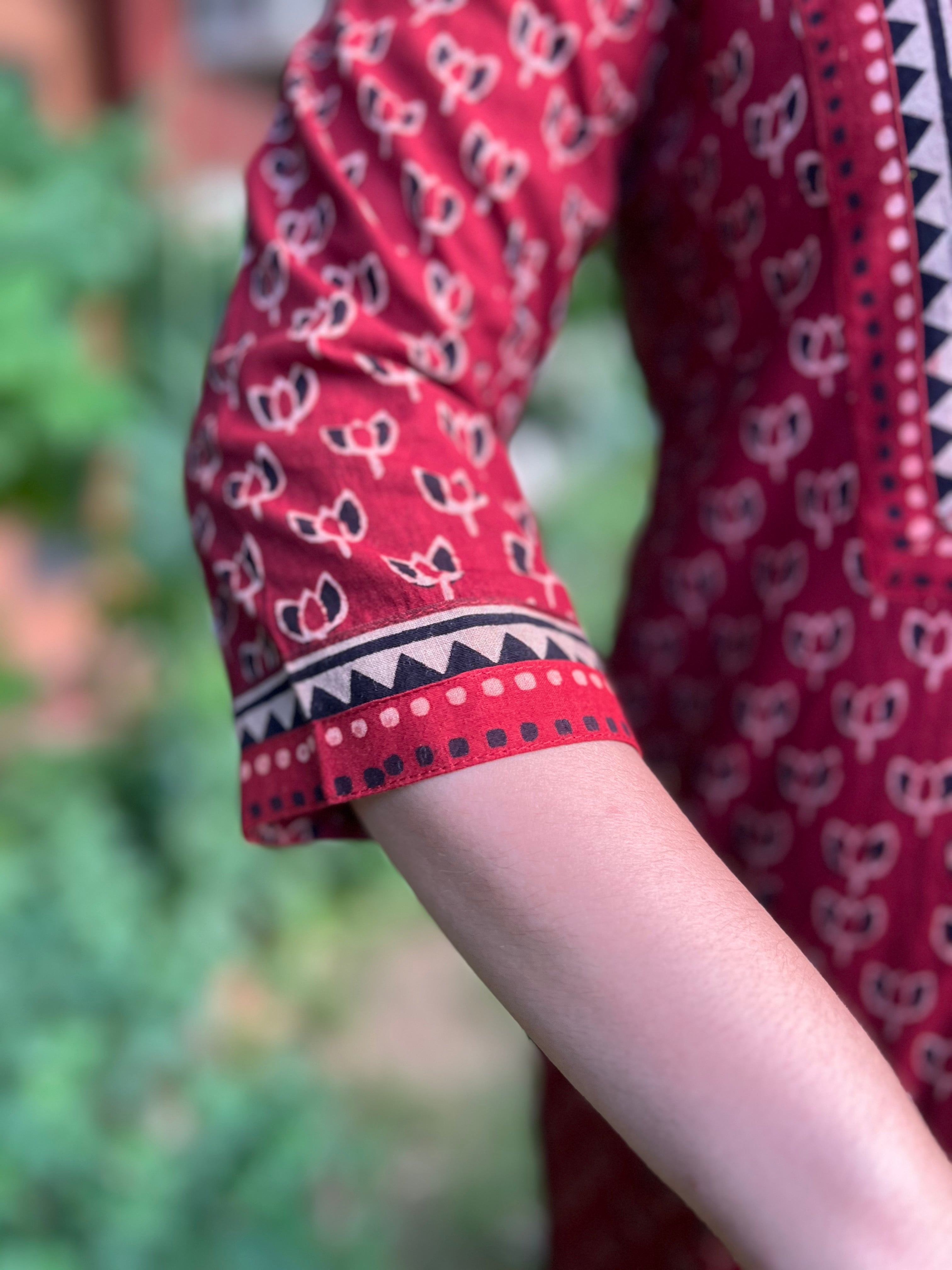 Maroon rose yoke kurta - MYSANSKRITAM