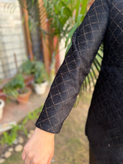 Black textured woollen Top