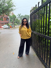 Mustard buti Sanganeri shirt