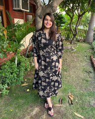 Black Floral Aline dress