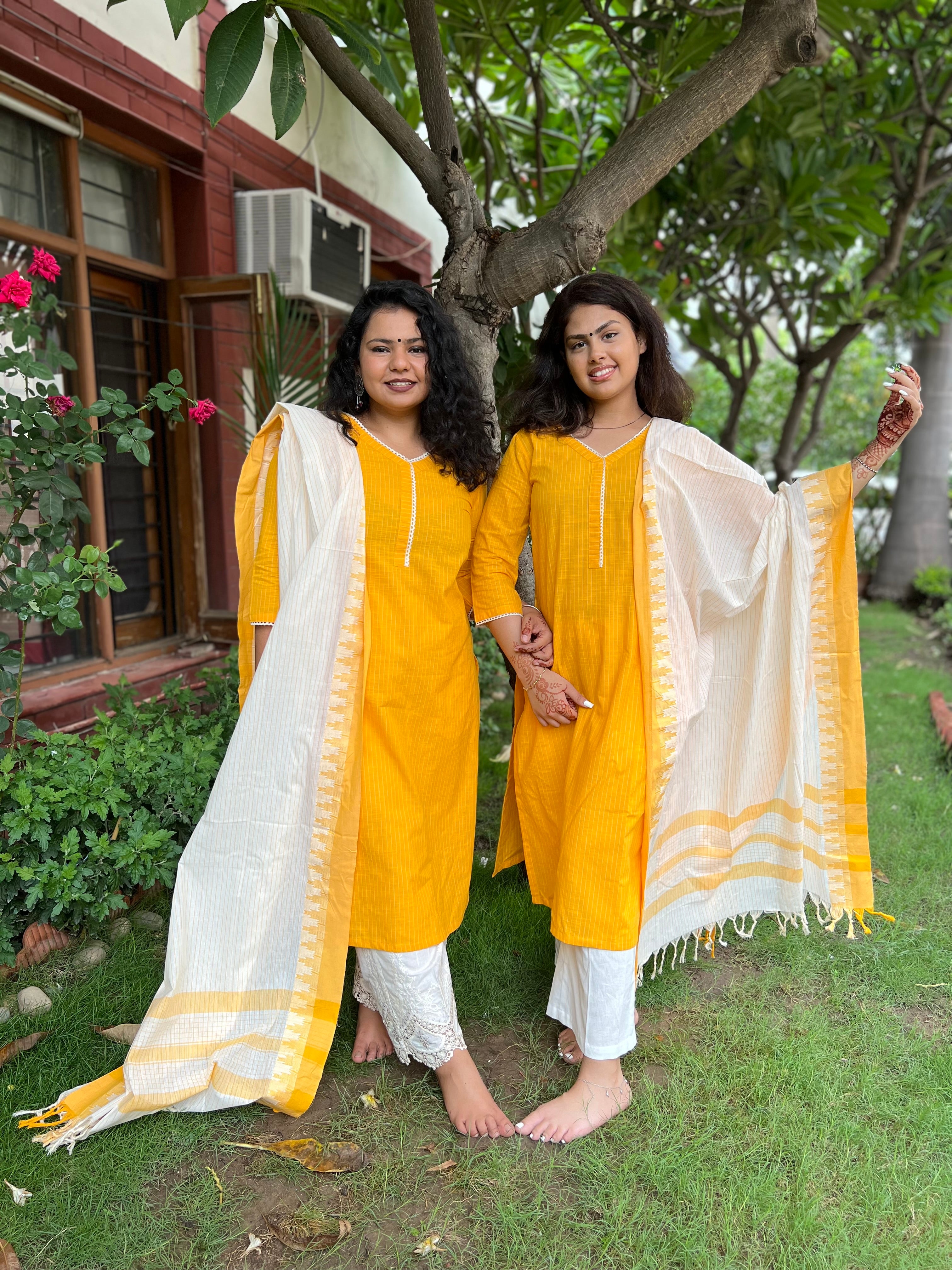 Yellow lines kurta only - MYSANSKRITAM