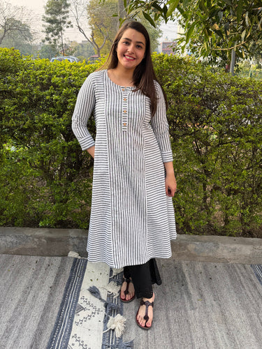 Grey Lines South Cotton A-line Kurta