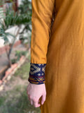 Mustard woollen Border kurta - MYSANSKRITAM