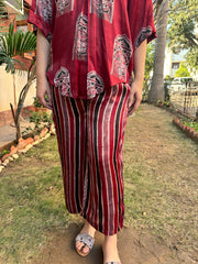 Maroon Modal silk Lines palazzo