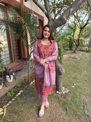 Onion embroidered Woollen full suit set