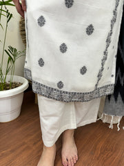 White embroidered full suit set