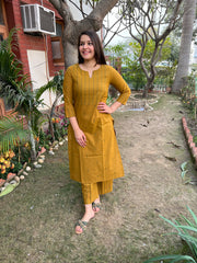 Mustard Mehendi Buti Kurta