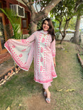 Pink Chikan Handblock printed full suit set - MYSANSKRITAM