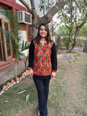 Black Kanni embroidered short kurti