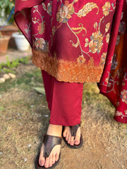 Maroon Floral Spun suit set