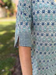 Light blue Ikkat short kurti