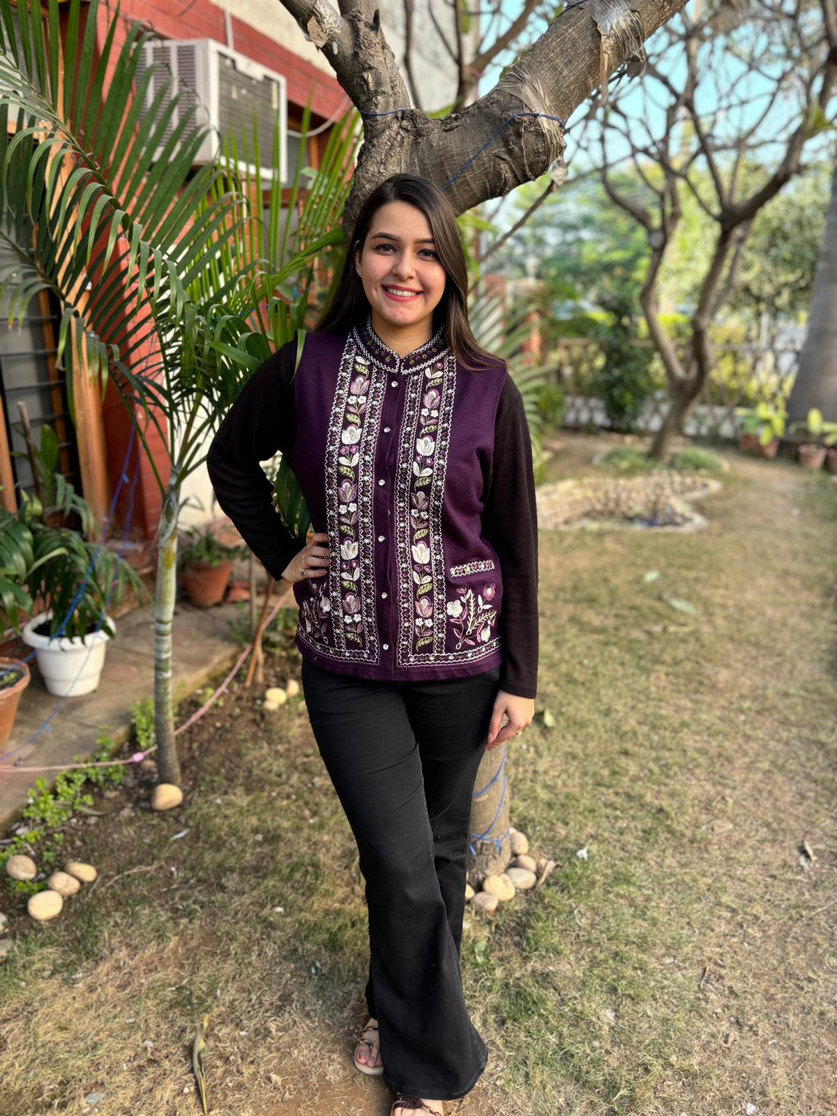 Purple embroidered Sidra (waist coat)